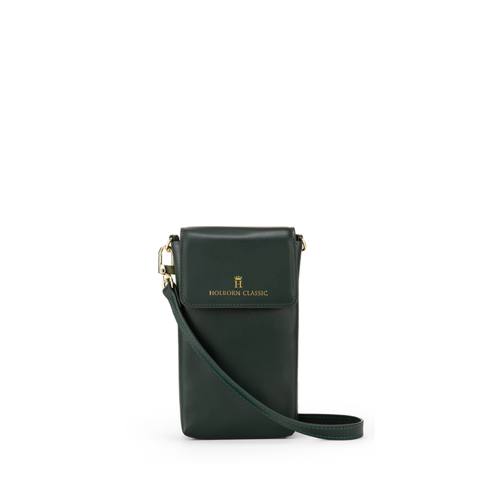 Anna Leather Phone Pouch Flapped - Green