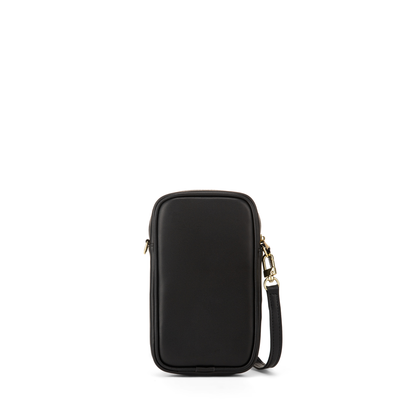 Luna Leather Phone Pouch Zipped - Black