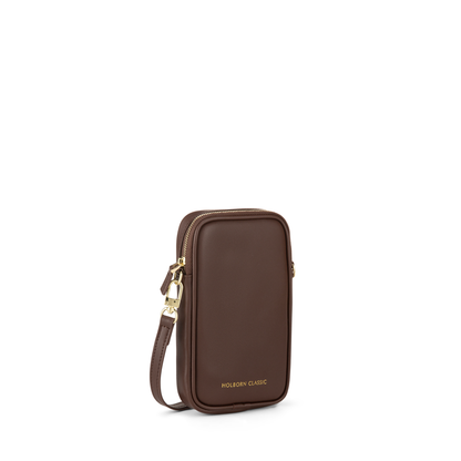 Luna Leather Phone Pouch Zipped - Brown