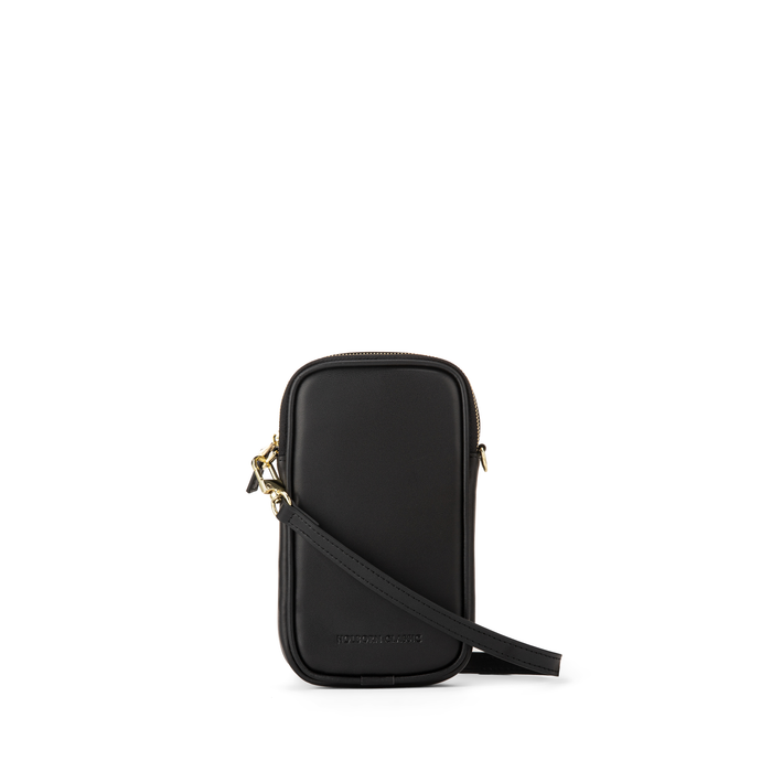 Luna Leather Phone Pouch Zipped - Black
